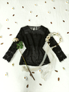 Blusa preta de renda e organza - P
