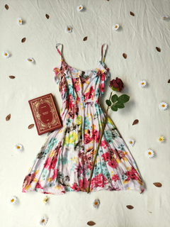 Vestido branco floral de cambraia delicado - P - Themargare