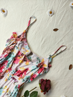 Vestido branco floral de cambraia delicado - P - comprar online