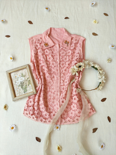 Camisa vintage rosa bordada a mão girassóis - G na internet