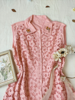 Camisa vintage rosa bordada a mão girassóis - G na internet
