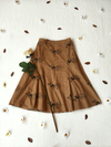 Saia midi vintage de veludo cotelê bordada - M