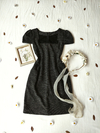 Vestido midi vintage tubinho cinza/preto social - M