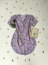 Vestido camisa chemise de botões lilás floral vintage - GG