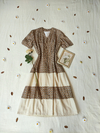Vestido super midi vintage marrom/bege floral - G