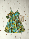 Vestido verde/azul 3 marias de alças - M