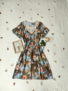 Vestido midi azul floral com renda Disfutti - M