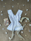 Blusa vintage de agodao bordada com rendinha rosinha - M