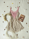 Blusinha regata bege com renda rose romantic - M