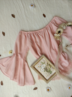 Blusa rosa clarinha mangas flares - G na internet