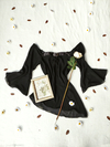 Blusa preta assimétrica festa - M