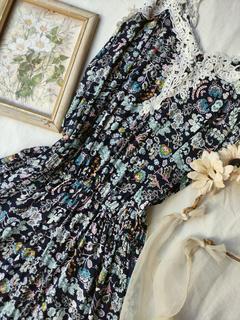 Vestido marinho floral Pérola - M/G - loja online