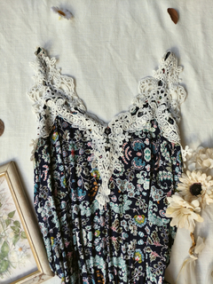 Vestido marinho floral Pérola - M/G - comprar online