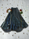 Saia longa azul/verde de retalhos e rendinhas boho fairy - M - comprar online