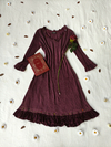 Vestido midi vintage fairy boho amassadinho roxo com bordado - M