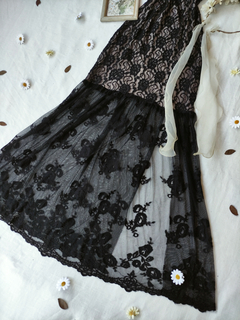 Vestido festa longo preto de tule bordado - M na internet