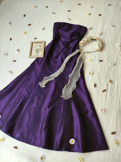 Vestido festa roxo tafetá sem alças - M - comprar online
