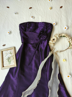 Vestido festa roxo tafetá sem alças - M - comprar online