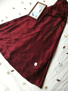 Vestido festa longo bordô tafetá de alças - P/M na internet