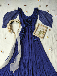 Vestido festa longo azul de tule Fairy - P/M - Themargare