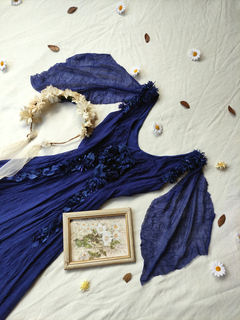 Vestido festa longo azul de tule Fairy - P/M - comprar online