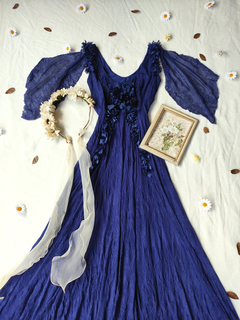 Vestido festa longo azul de tule Fairy - P/M na internet