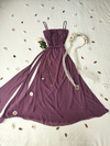 Vestido festa longo/super midi roxo vintage bordado - P