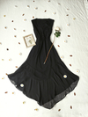 Vestido festa longo/super midi preto assimétrico bordado - XG