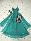 Vestido festa longo verde tiffany com echarpe - G