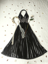 Vestido festa longo plissado bordado importado - P