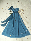 Vestido festa longo azul bordado - PP/P