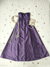 Vestido longo festa roxo tafetá sem alças evasê - G