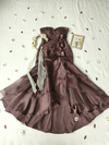 Vestido festa longo de organza marron sereia - P