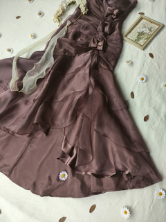 Vestido festa longo de organza marron sereia - P na internet