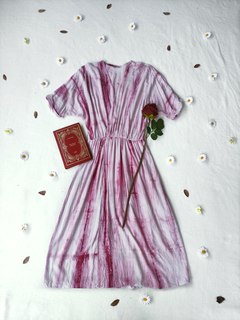Vestido rosa listas transpassado - M/G