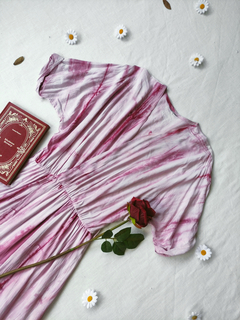 Imagem do Vestido rosa listas transpassado - M/G