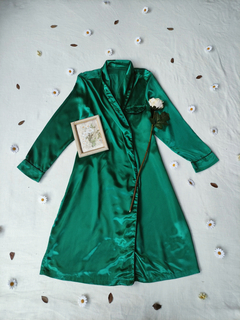 Robe de cetim verde transpassado - XG