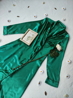 Robe de cetim verde transpassado - XG - Themargare