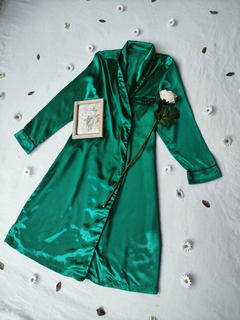 Imagem do Robe de cetim verde transpassado - XG