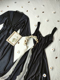 Conjunto camisola + penhoar preto vintage - G - Themargare