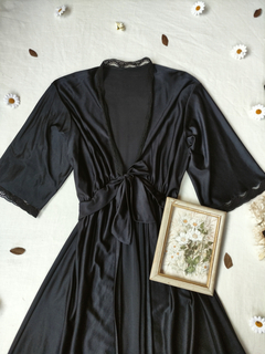 Conjunto camisola + penhoar preto vintage - G na internet