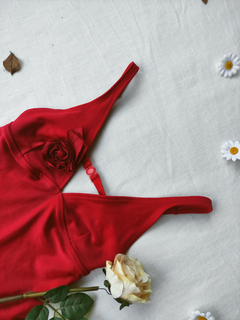 Maiô vermelho flor - M/G - comprar online