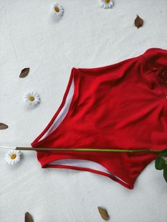 Maiô vermelho flor - M/G - loja online