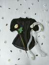 Blusa preta voil gola alta boneca - G