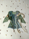 Camisa boho estilo indiana verde bordada de recortes - M