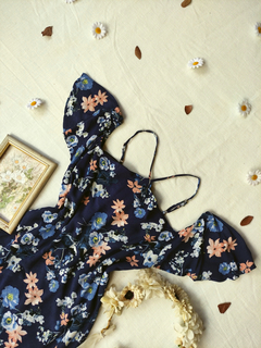 Vestido azul marinho floral - M/G - comprar online