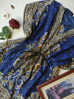 Vestido bata/indiana azul - Tam U - Themargare