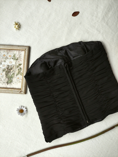 Corset corpete social preto drapeado bordado - P - Themargare