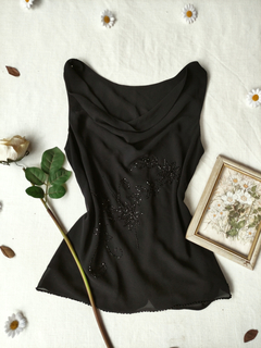Blusa preta social bordada - G - comprar online