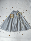 Saia cinza clara longa de organza godê - G